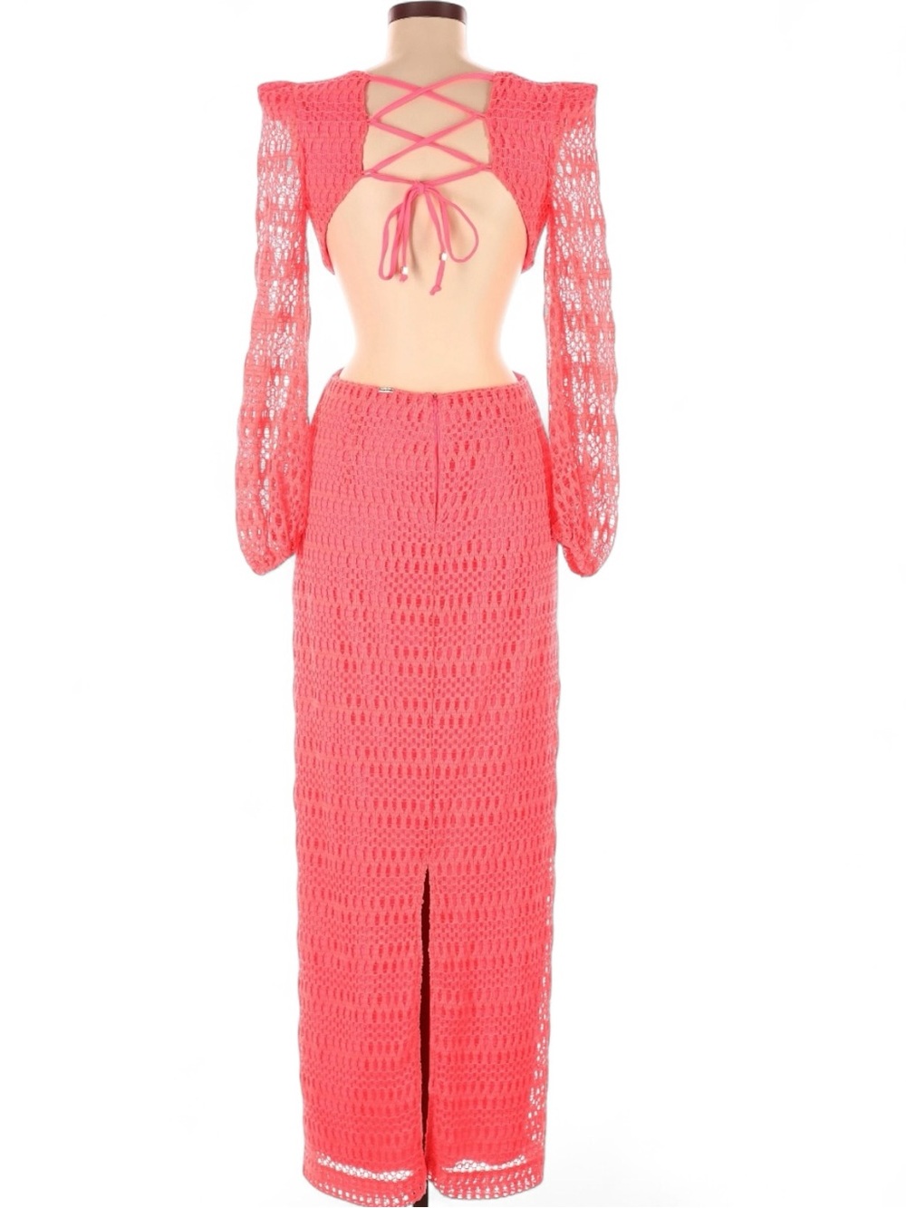 PatBO Resort Crochet Cutout Maxi Dress Coral Size 6 - Picture 4 of 11